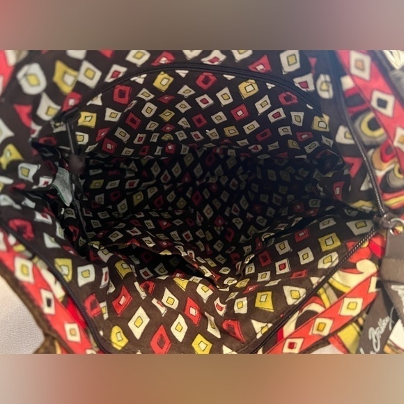 Issues VERA BRADLEY Morgan Shoulder Bag 2 Handle Brown Pink Floral Zip Closure - Picture 6 of 10